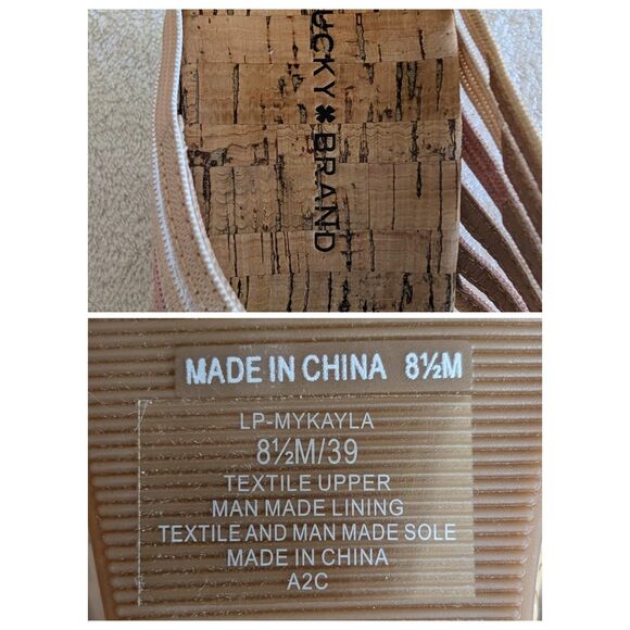 Lucky Brand Mykayla Cork Wedge Sandals 8.5 Striped Slide Platform NWOT - Picture 7 of 10